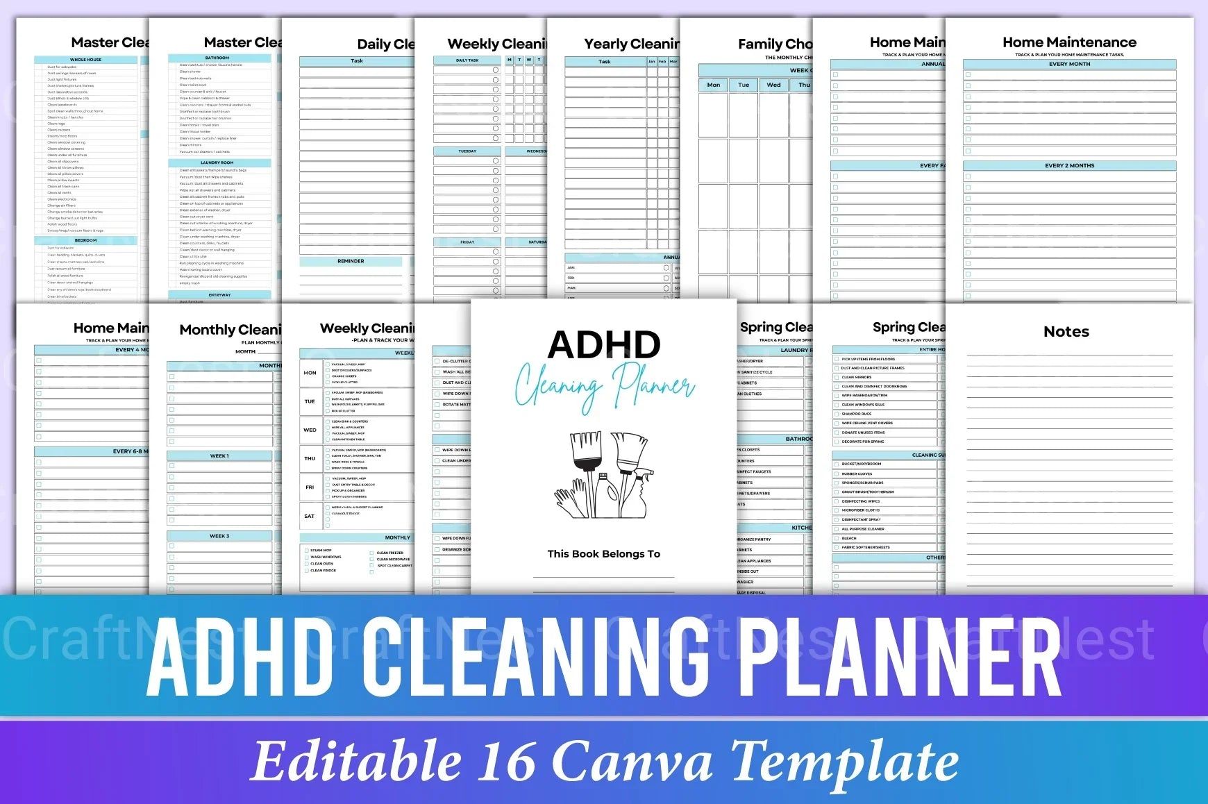 ADHD Cleaning Planner: Effective Organization Tool - CraftNest - Digital Crafting and Art