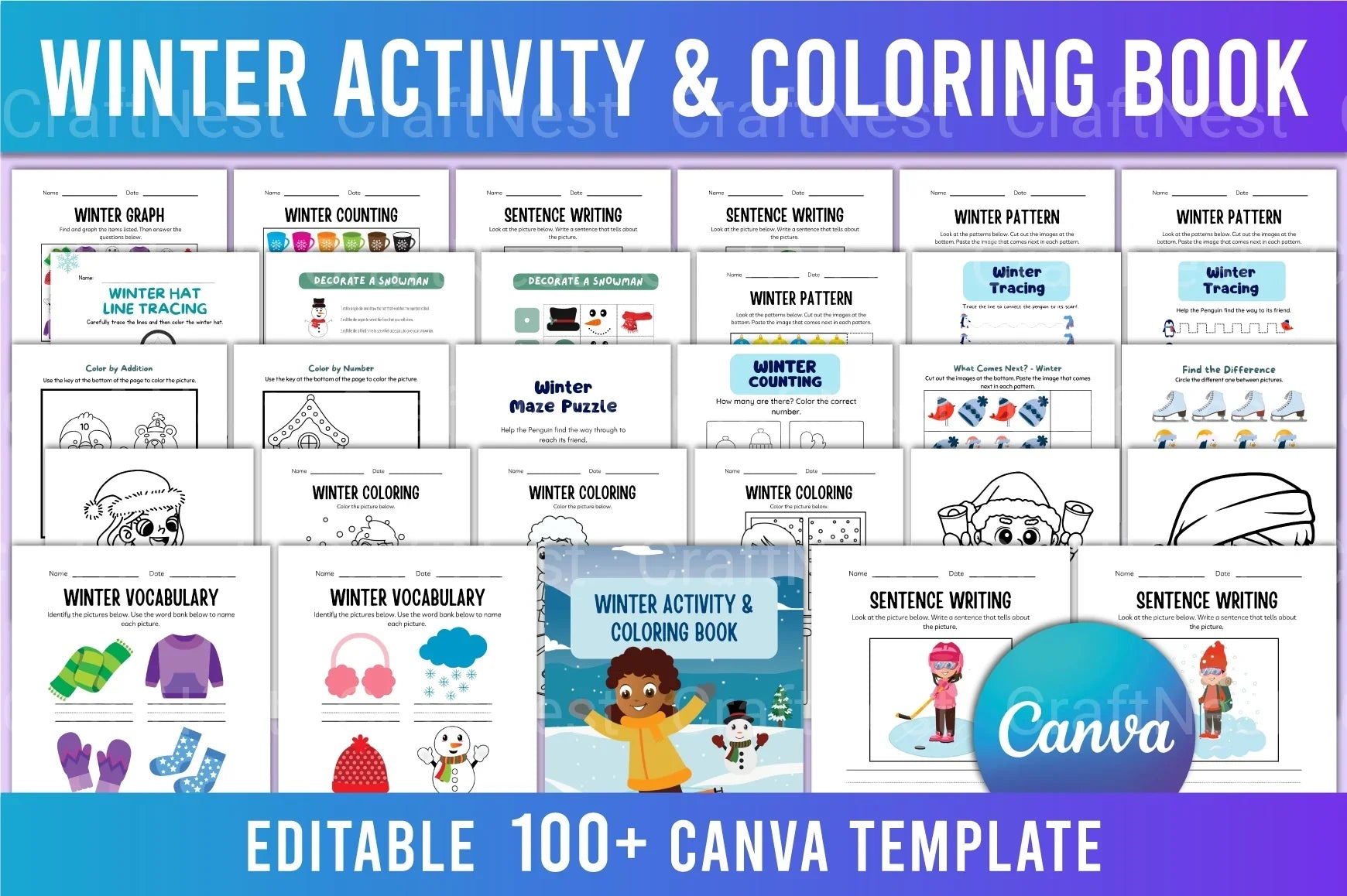 Winter Activity Coloring Book for Kids - CraftNest - Digital Crafting and Art