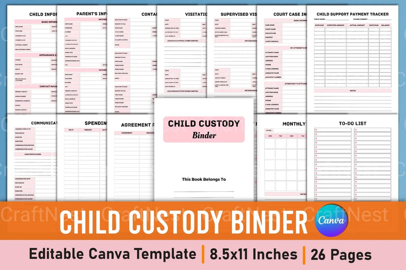 Child Custody Binder Canva Interior Template - CraftNest - Digital Crafting and Art