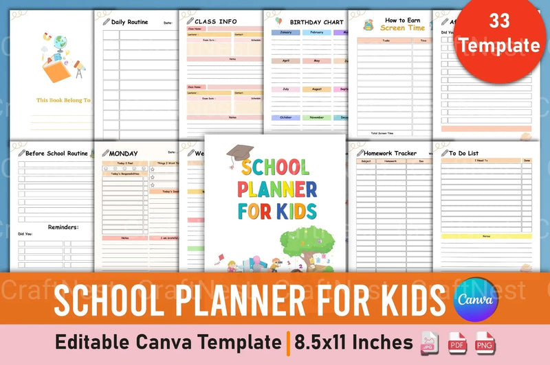 School Planner for Kids - CraftNest - Digital Crafting and Art