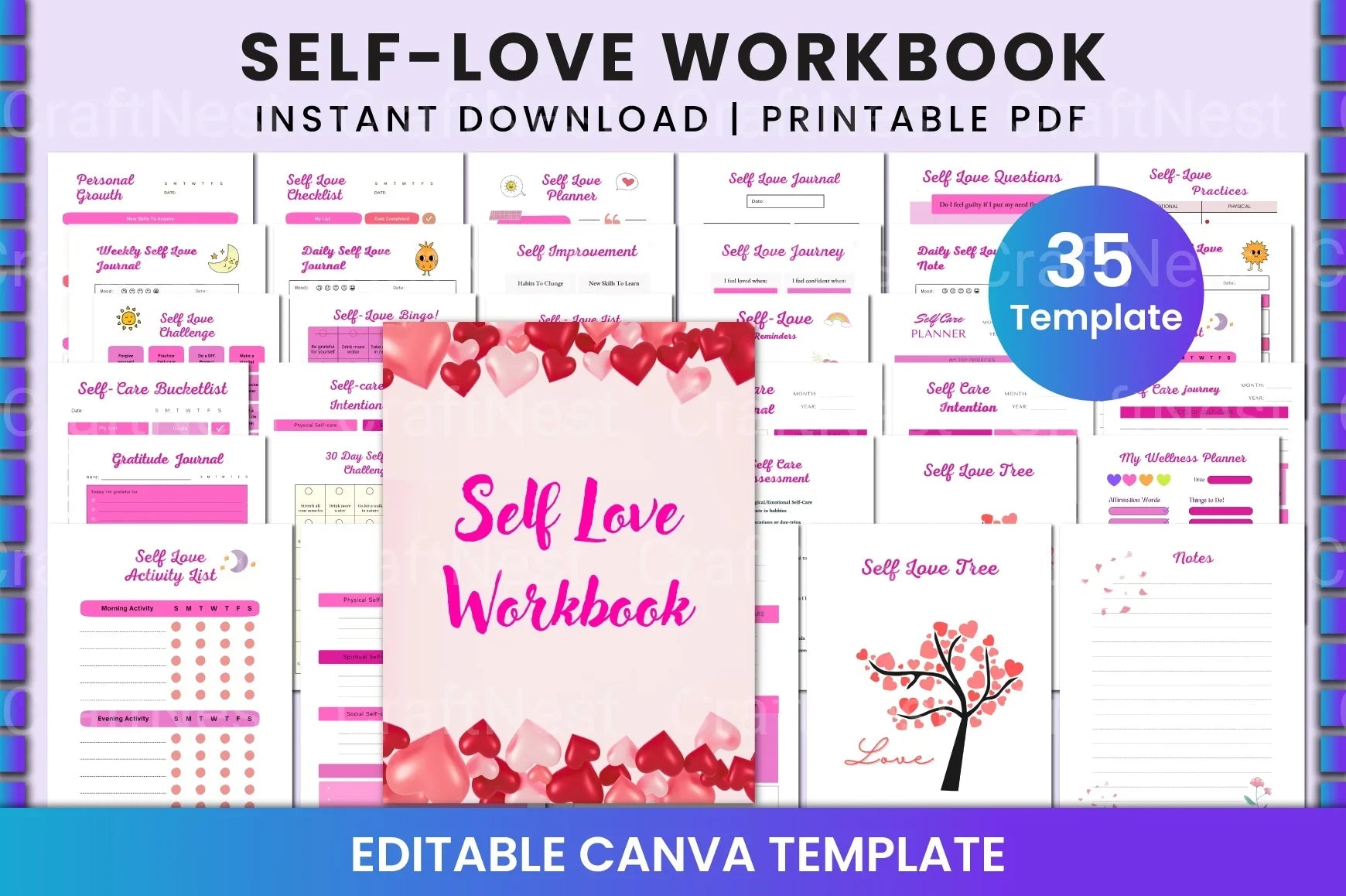 Self Love Workbook for Personal Growth - CraftNest - Digital Crafting and Art