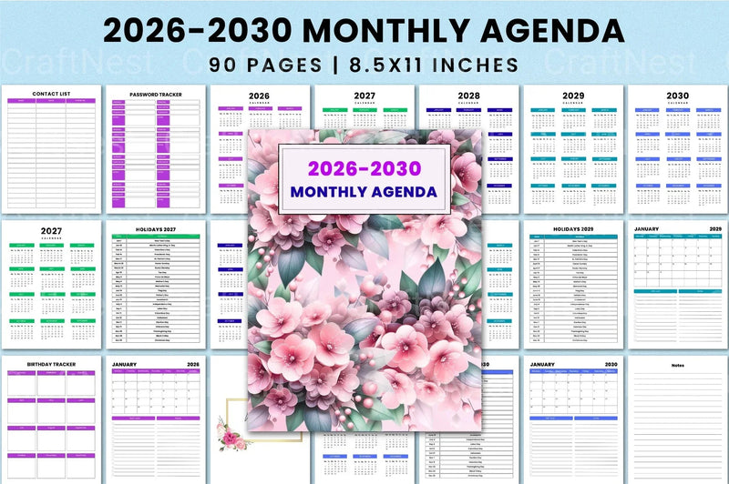 Monthly Agenda Planner - CraftNest - Digital Crafting and Art