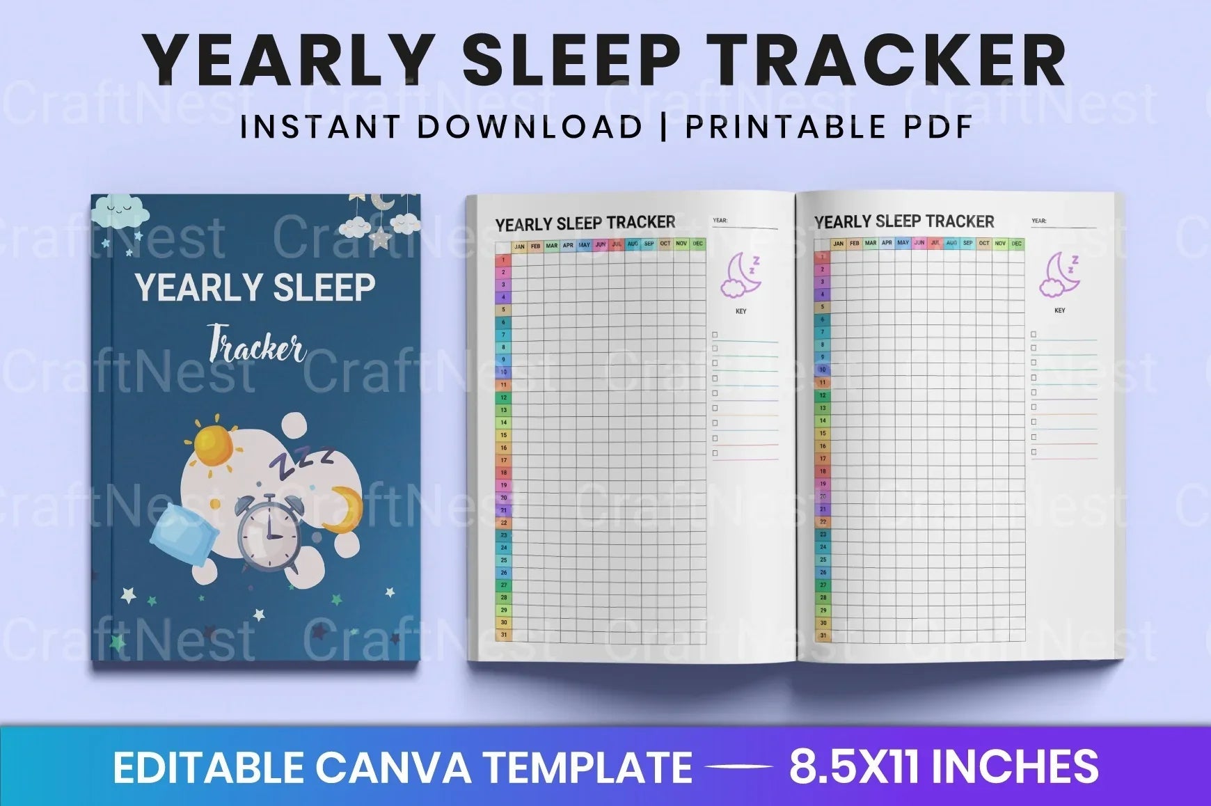 Yearly Sleep Tracker Planner - CraftNest - Digital Crafting and Art