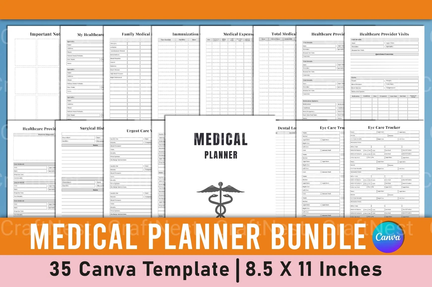 Medical Planner Template - CraftNest - Digital Crafting and Art