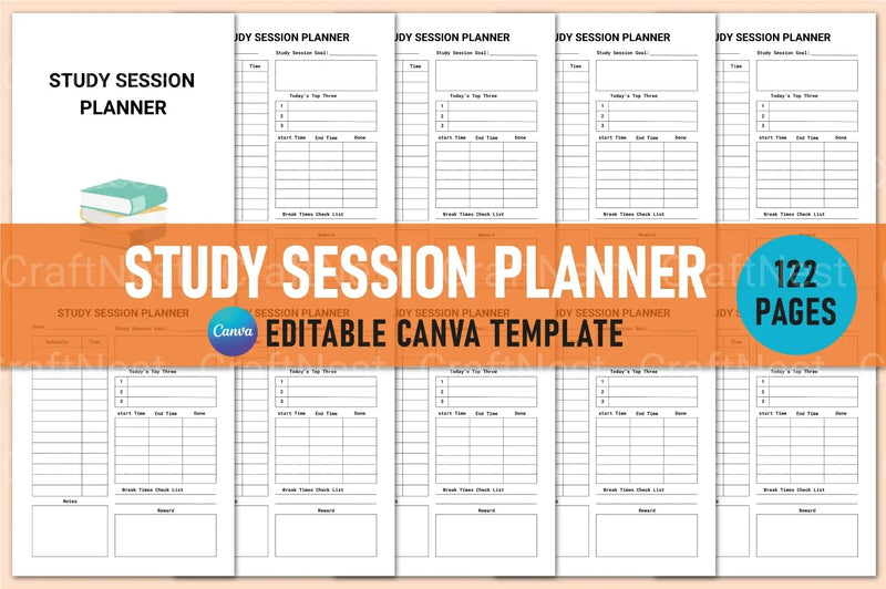 Study Session Planner for Effective Time Management - CraftNest - Digital Crafting and Art