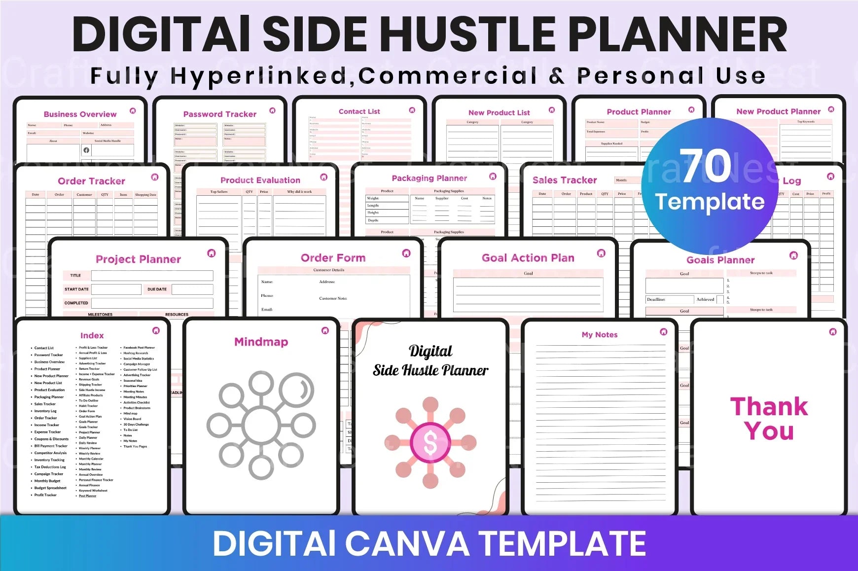 Side Hustle Planner for Entrepreneurs - CraftNest - Digital Crafting and Art