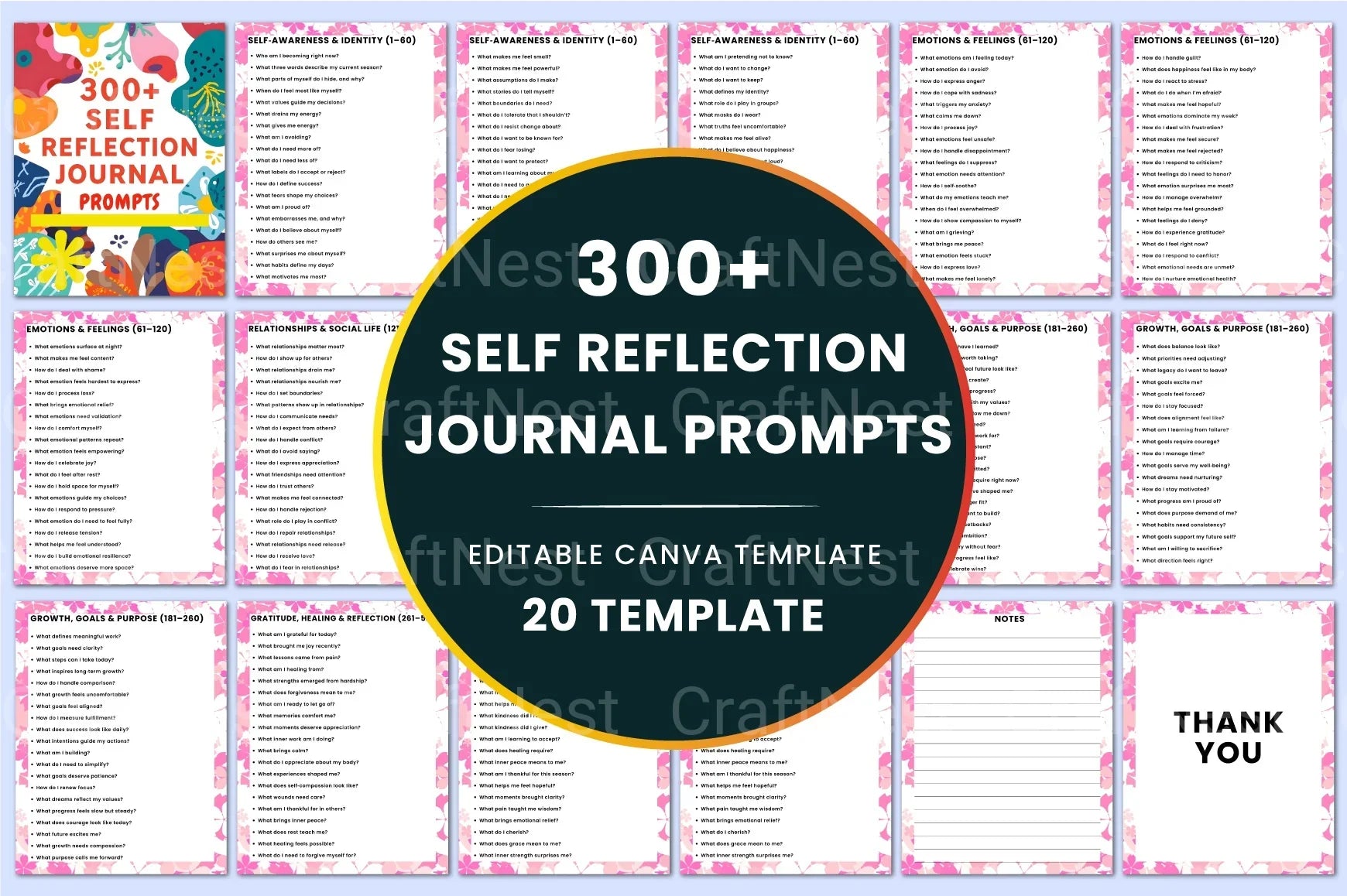 300 Self Reflection Prompts for Personal Growth - CraftNest - Digital Crafting and Art