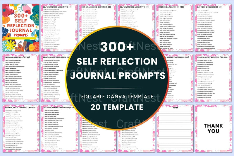 300 Self Reflection Prompts for Personal Growth - CraftNest - Digital Crafting and Art
