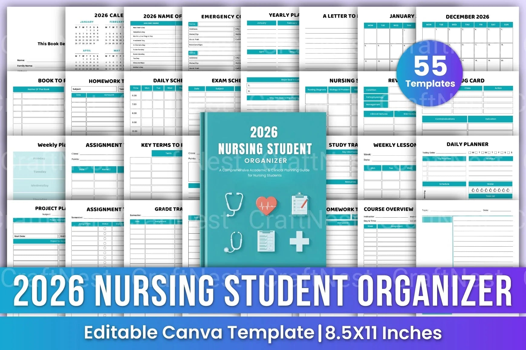 Nursing Student Organizer for Efficient Study Planning - CraftNest - Digital Crafting and Art