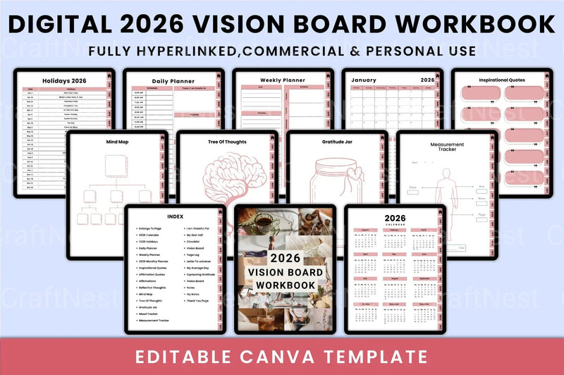 Vision Board Workbook for Goal Setting and Inspiration - CraftNest - Digital Crafting and Art