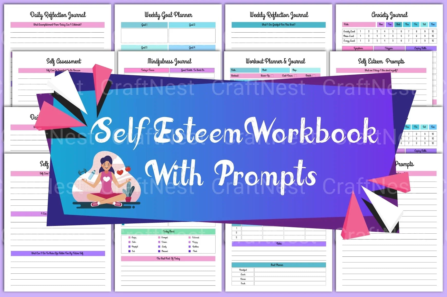 Self Esteem Workbook with Prompts for Personal Growth - CraftNest - Digital Crafting and Art