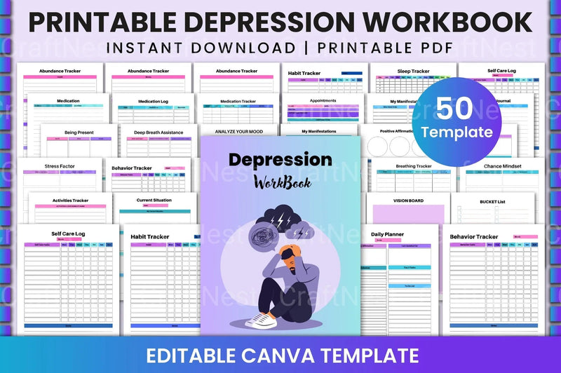 Depression Workbook: A Guide to Mental Wellness - CraftNest - Digital Crafting and Art