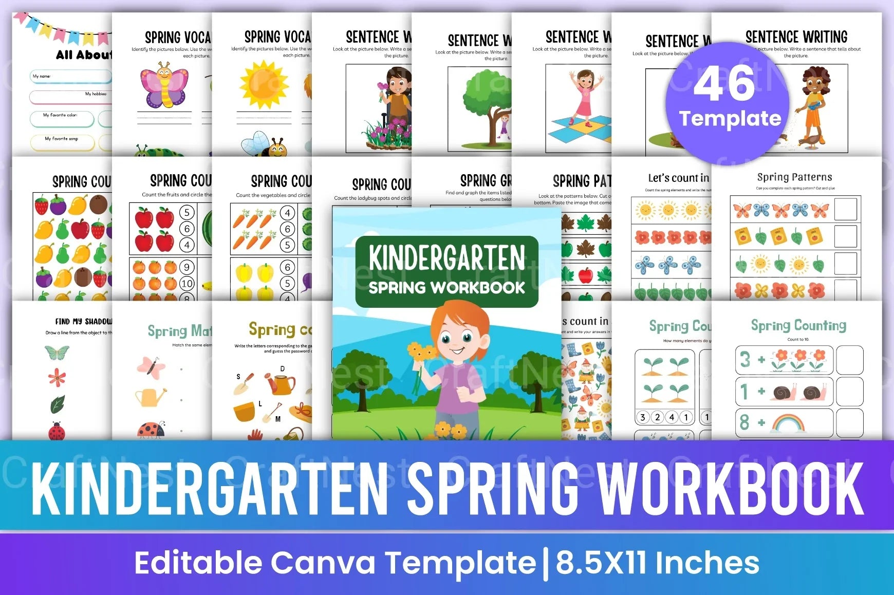 Kindergarten Spring Workbook for Early Learning - CraftNest - Digital Crafting and Art