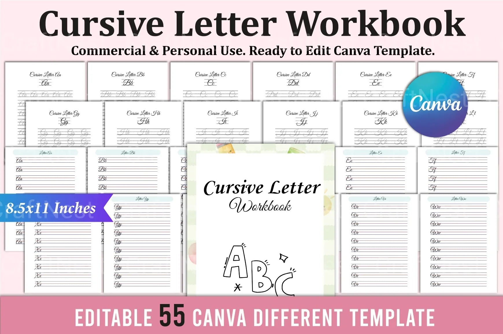 Cursive Letter Workbook for Handwriting Practice - CraftNest - Digital Crafting and Art