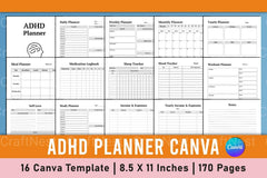 ADHD Planner Canva Template for Effective Organization - CraftNest - Digital Crafting and Art