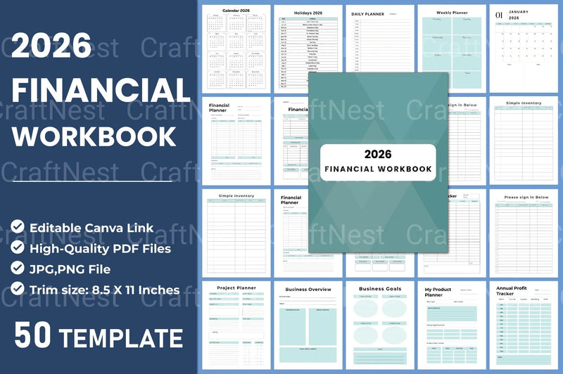 Comprehensive Financial Workbook for Effective Budgeting - CraftNest - Digital Crafting and Art