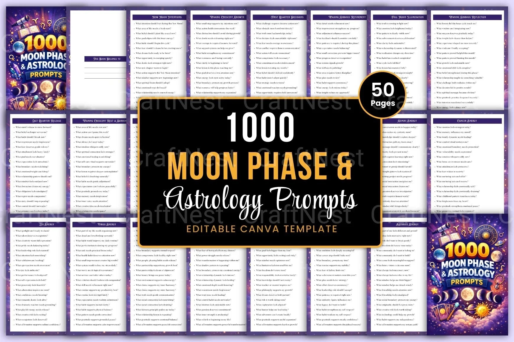 Moon Phase Astrology Prompts for Creative Inspiration - CraftNest - Digital Crafting and Art