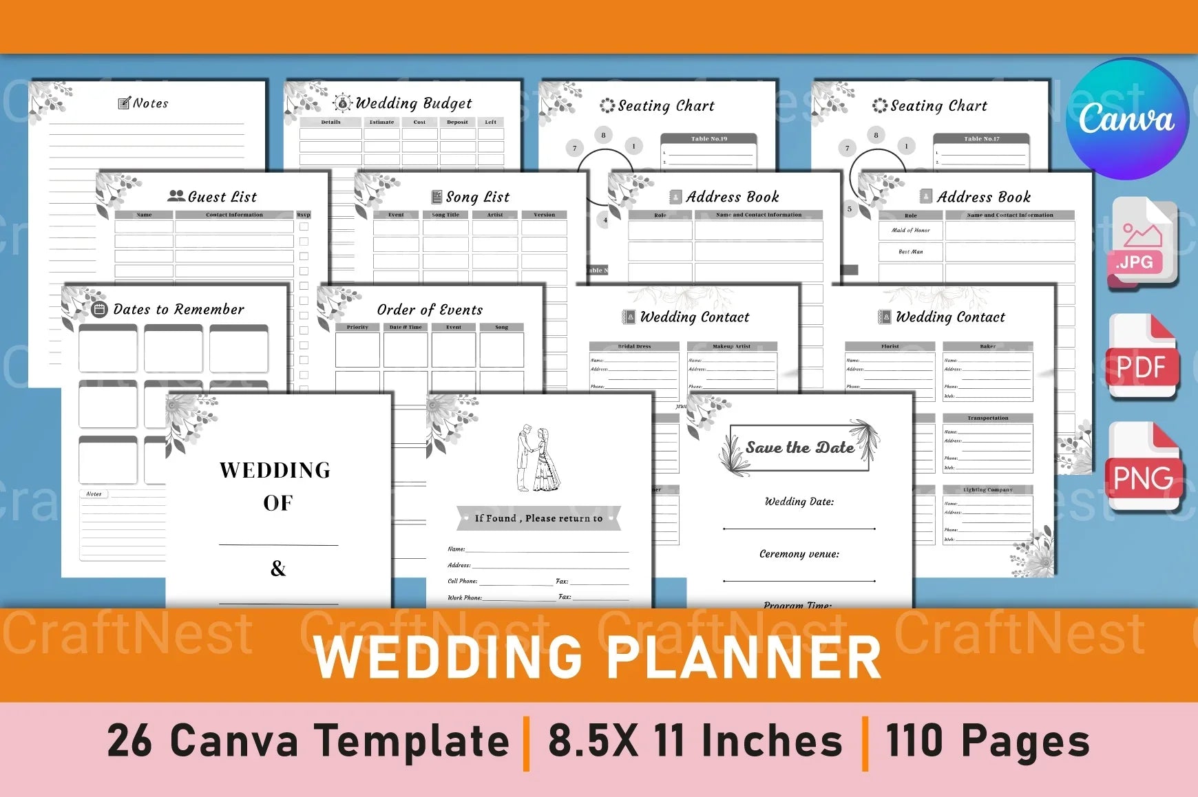 Wedding Planner Canva Template - CraftNest - Digital Crafting and Art