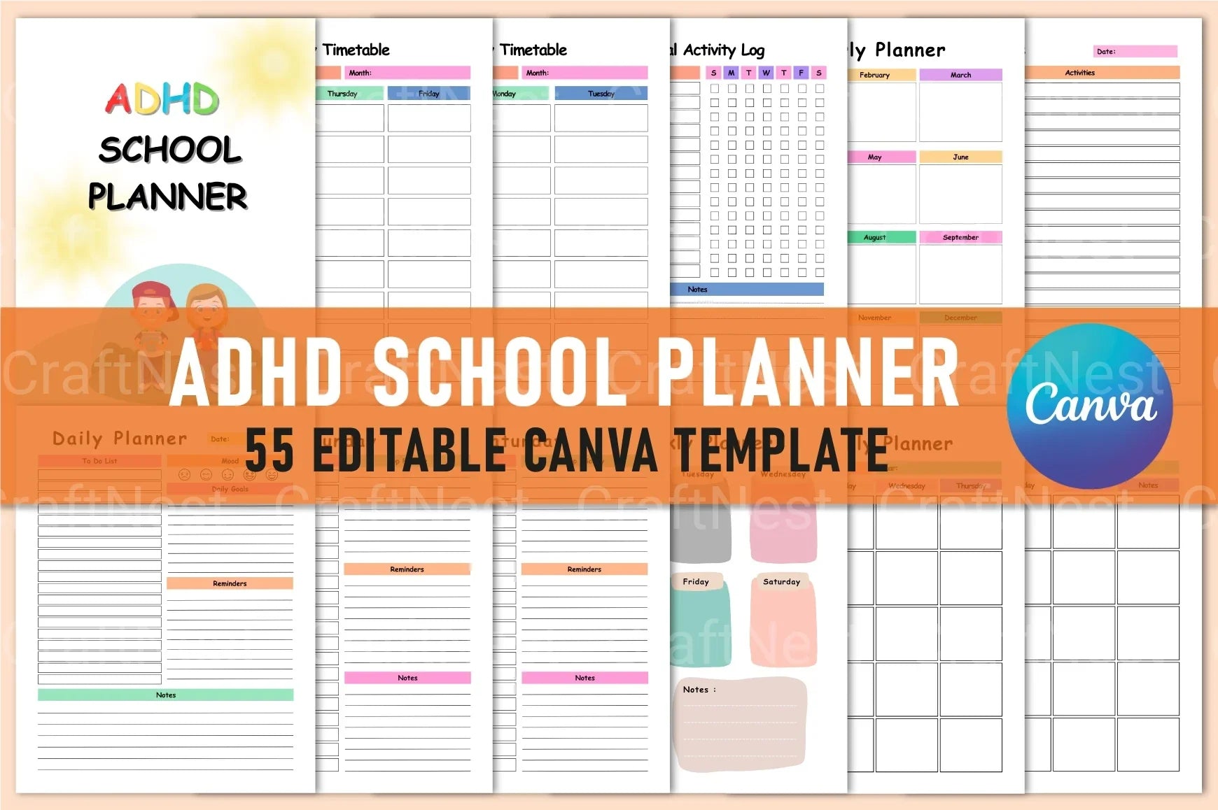 ADHD School Planner for Effective Organization - CraftNest - Digital Crafting and Art