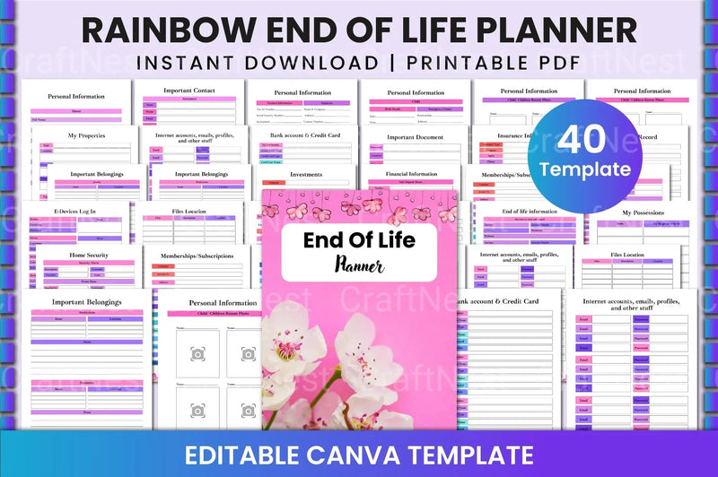 End of Life Planner Template - Canva - CraftNest - Digital Crafting and Art