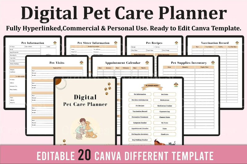 Pet Care Planner: Organize Your Pet's Health and Routine - CraftNest - Digital Crafting and Art