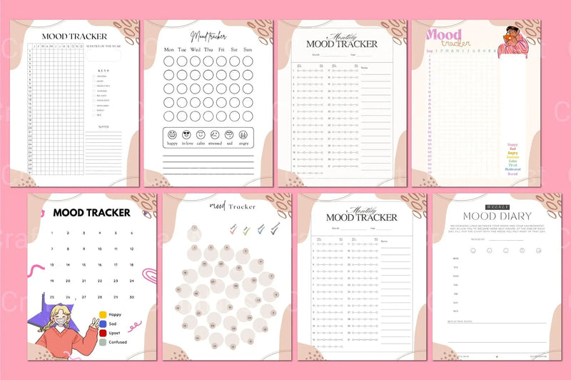 Mood Tracker Template for Improved Well-being - CraftNest - Digital Crafting and Art
