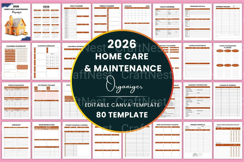 Home Care Maintenance Organizer - CraftNest - Digital Crafting and Art
