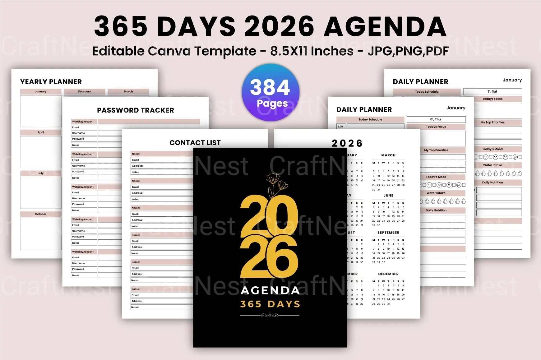 Daily Agenda Planner - CraftNest - Digital Crafting and Art
