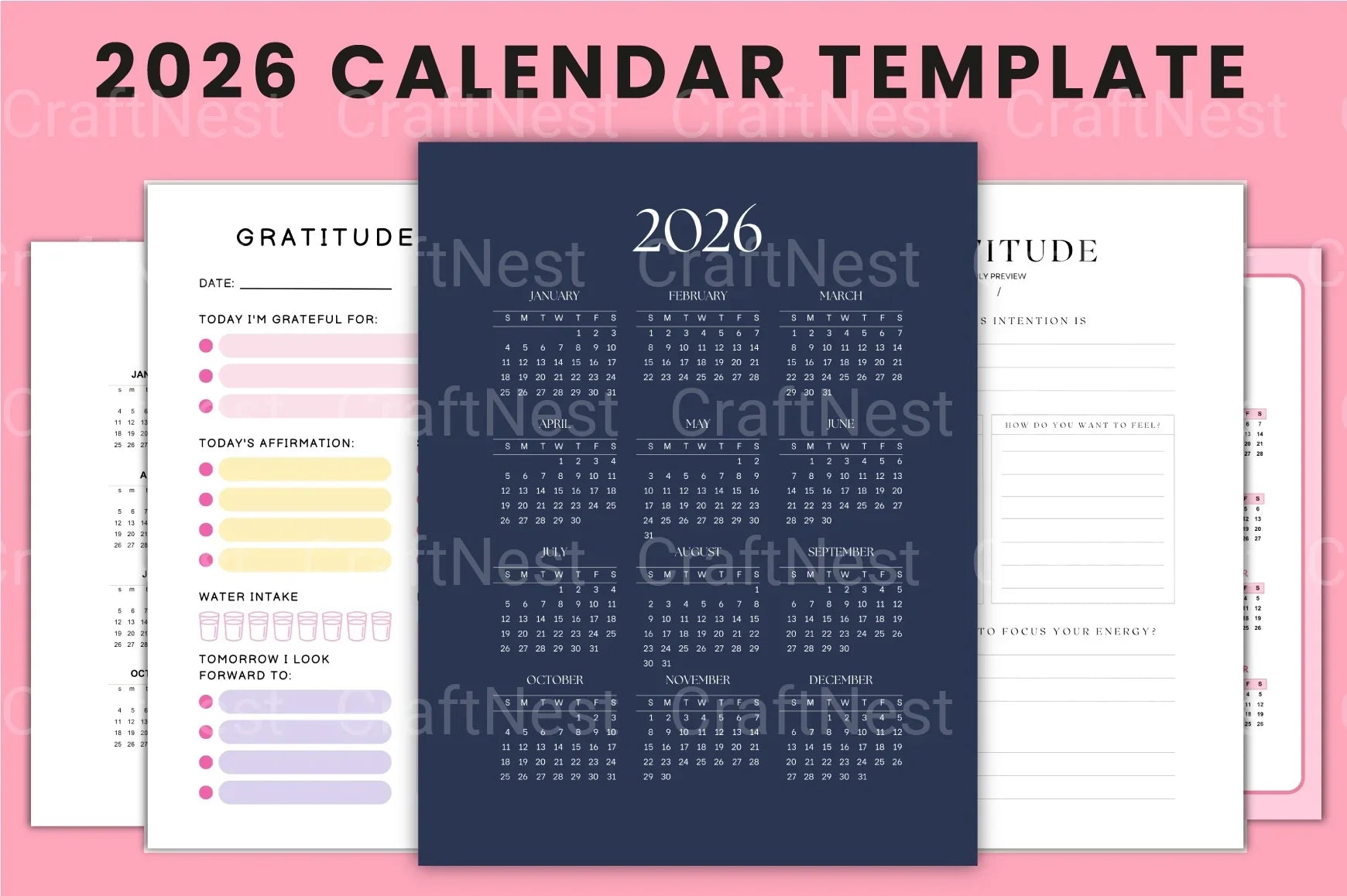 2024 Calendar Template - CraftNest - Digital Crafting and Art