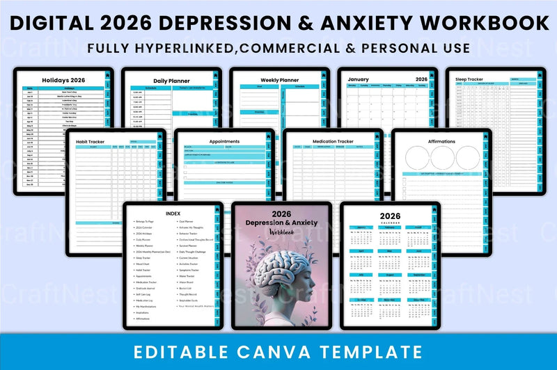 Anxiety and Depression Workbook - CraftNest - Digital Crafting and Art