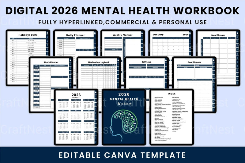Mental Health Workbook for Personal Growth - CraftNest - Digital Crafting and Art