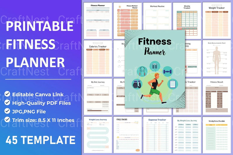 Ultimate Fitness Planner for Effective Workouts - CraftNest - Digital Crafting and Art