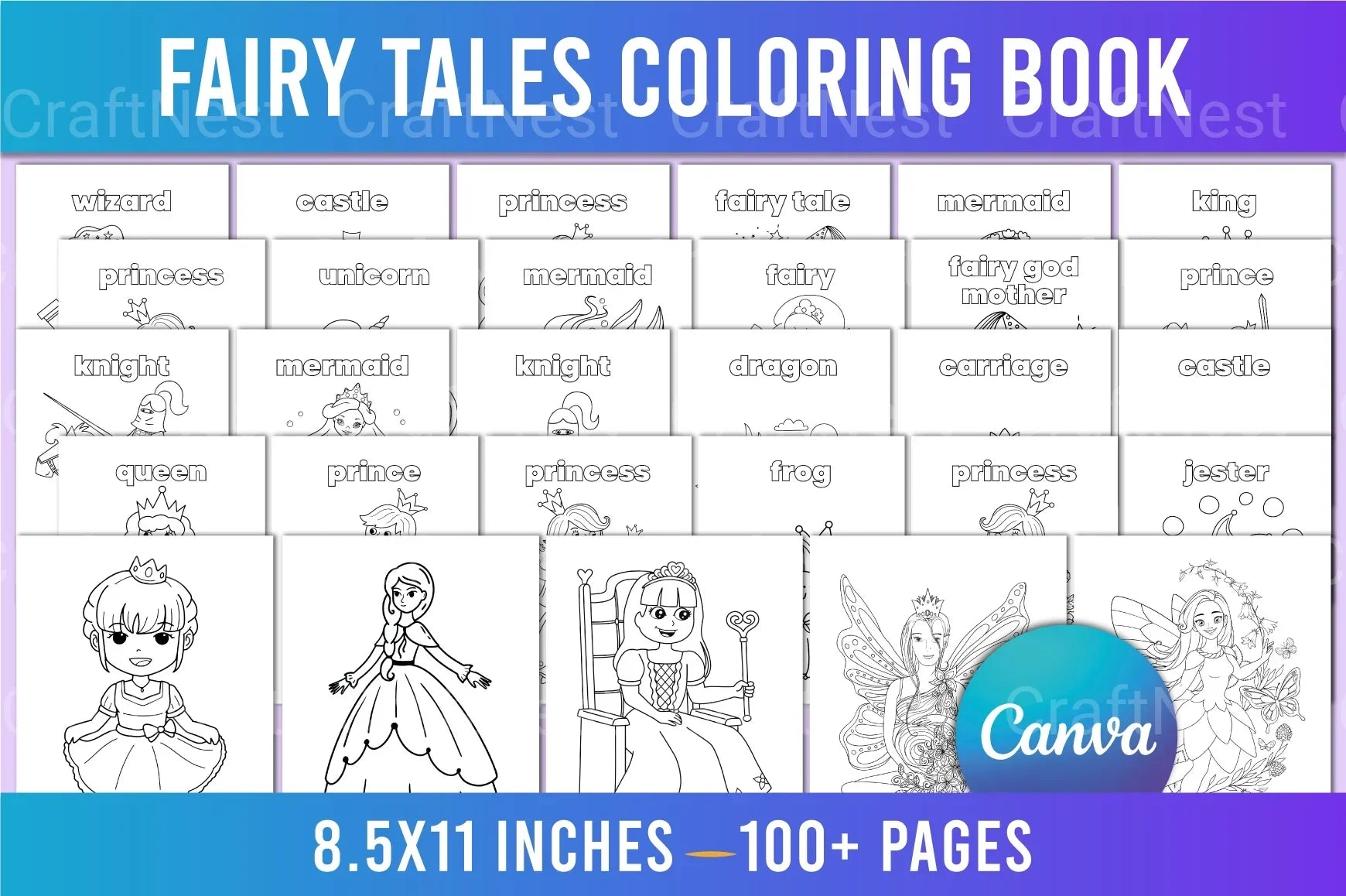 Fairy Tales Coloring Book for Kids - CraftNest - Digital Crafting and Art