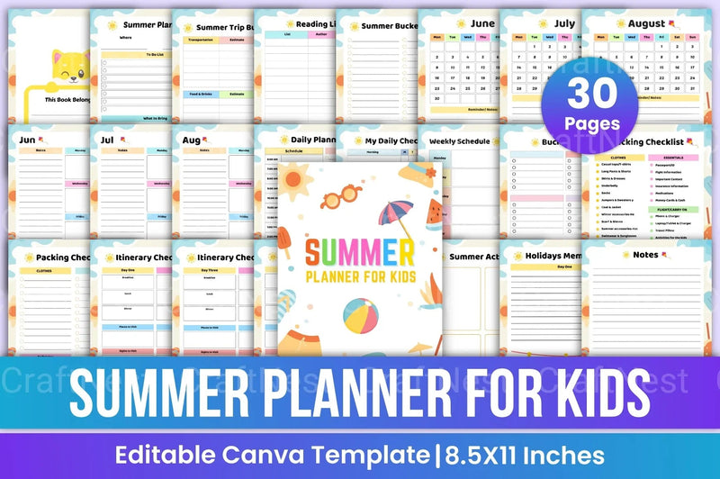 Summer Planner for Kids - CraftNest - Digital Crafting and Art