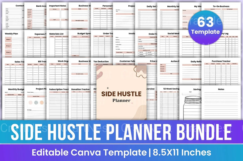 Side Hustle Planner for Entrepreneurs - CraftNest - Digital Crafting and Art