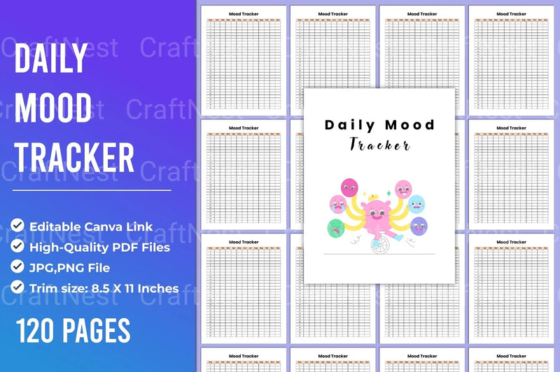 Daily Mood Tracker Template - CraftNest - Digital Crafting and Art