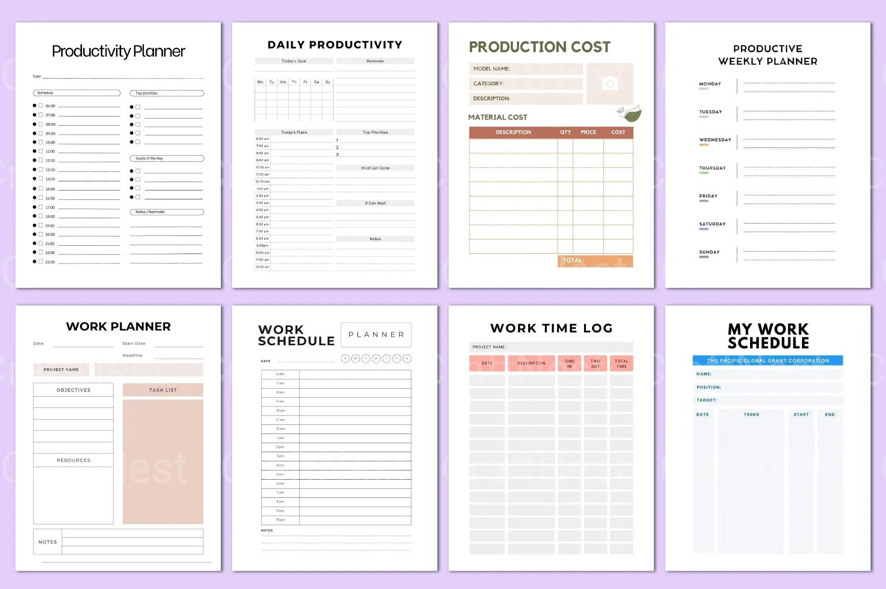 Productivity Work Planner - CraftNest - Digital Crafting and Art