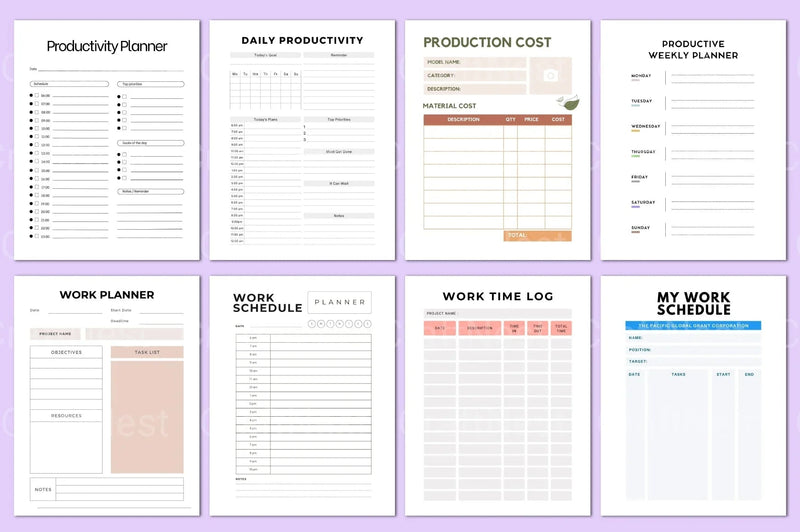 Productivity Work Planner - CraftNest - Digital Crafting and Art