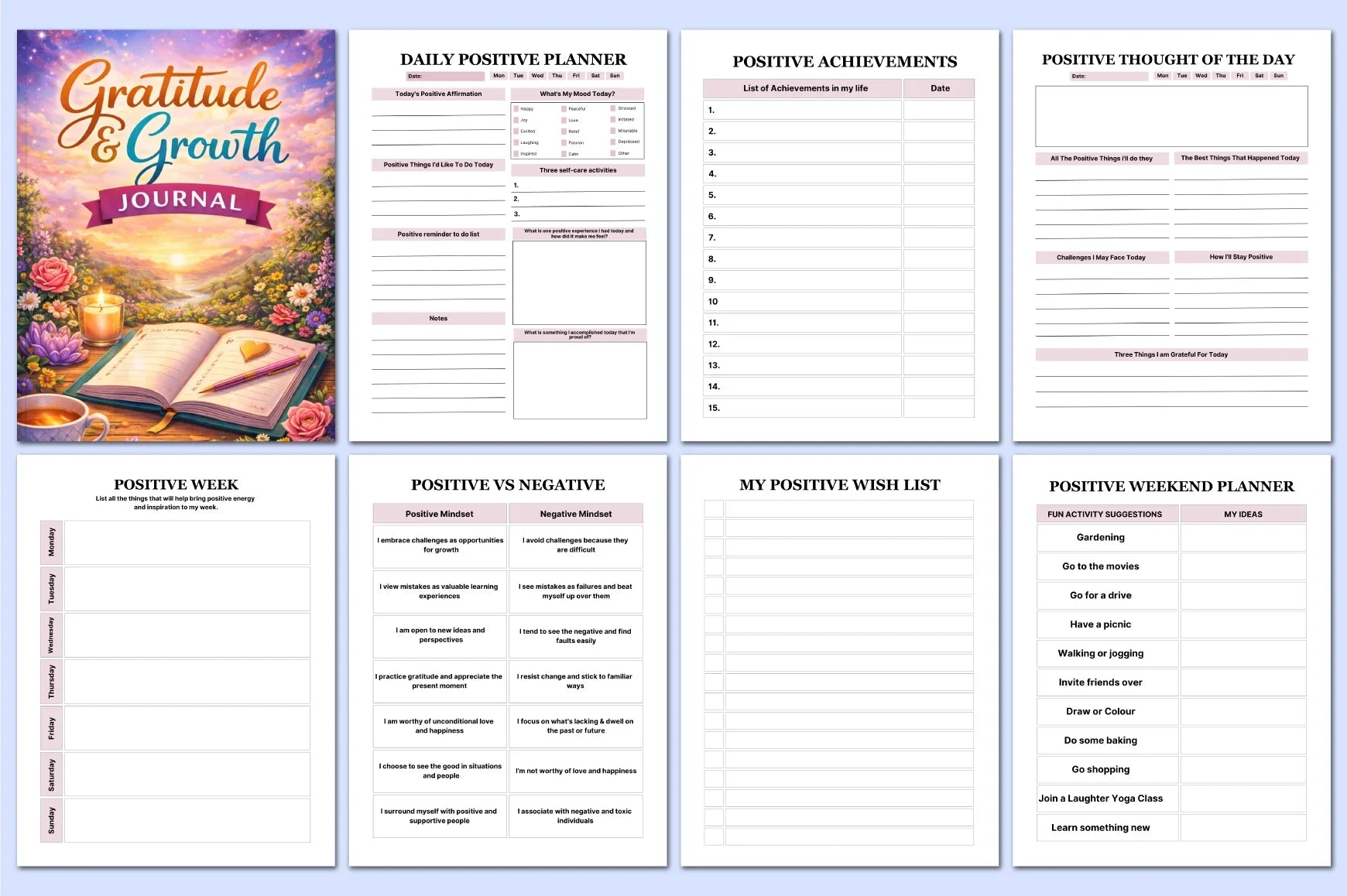 Gratitude Growth Planner - Printable Journal Bundle - CraftNest - Digital Crafting and Art