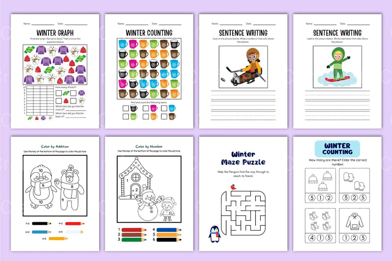 Winter Activity Coloring Book for Kids - CraftNest - Digital Crafting and Art