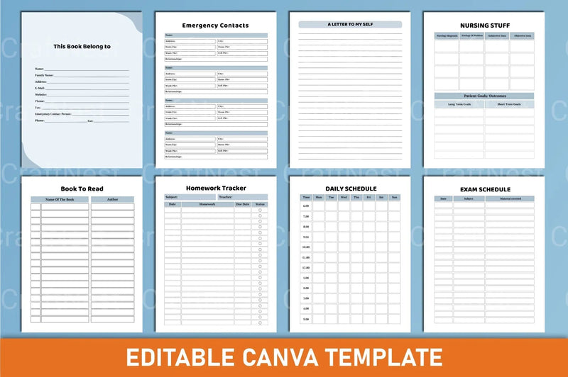 Nursing Student Planner Canva Template - CraftNest - Digital Crafting and Art
