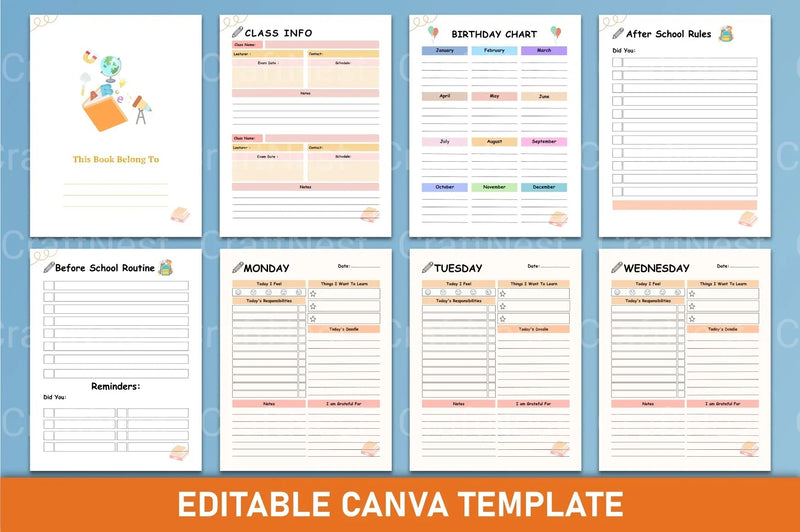 School Planner for Kids - CraftNest - Digital Crafting and Art