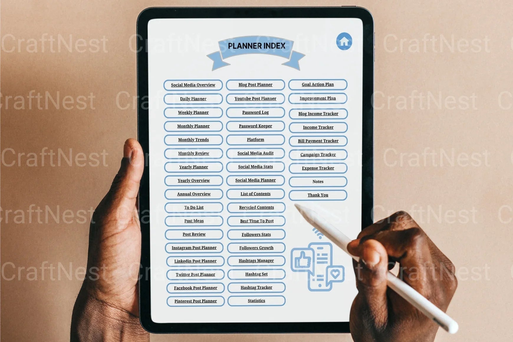 Social Media Planner Template - CraftNest - Digital Crafting and Art