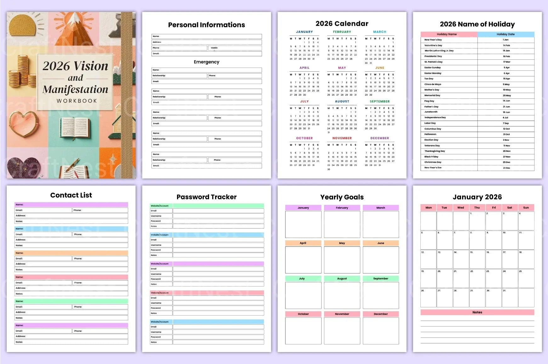 Vision Manifestation Workbook for Goal Setting and Success - CraftNest - Digital Crafting and Art