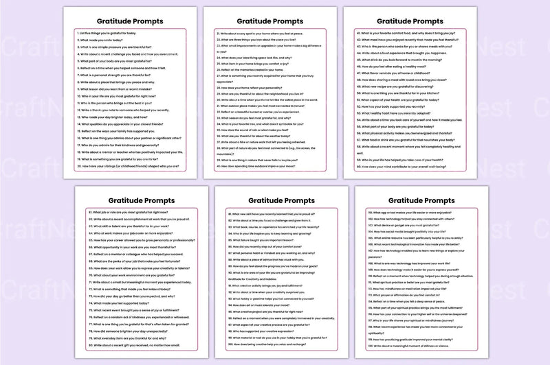 350 Gratitude Prompts for Daily Reflection - CraftNest - Digital Crafting and Art