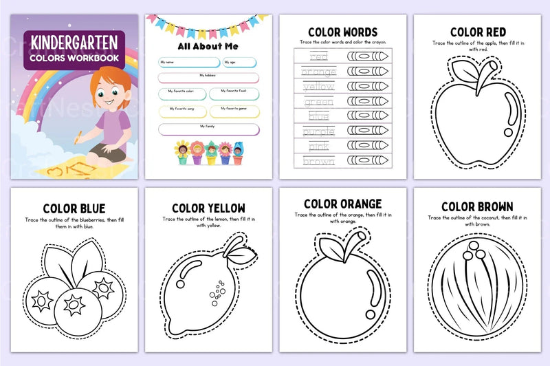 Kindergarten Colors Workbook for Kids - CraftNest - Digital Crafting and Art