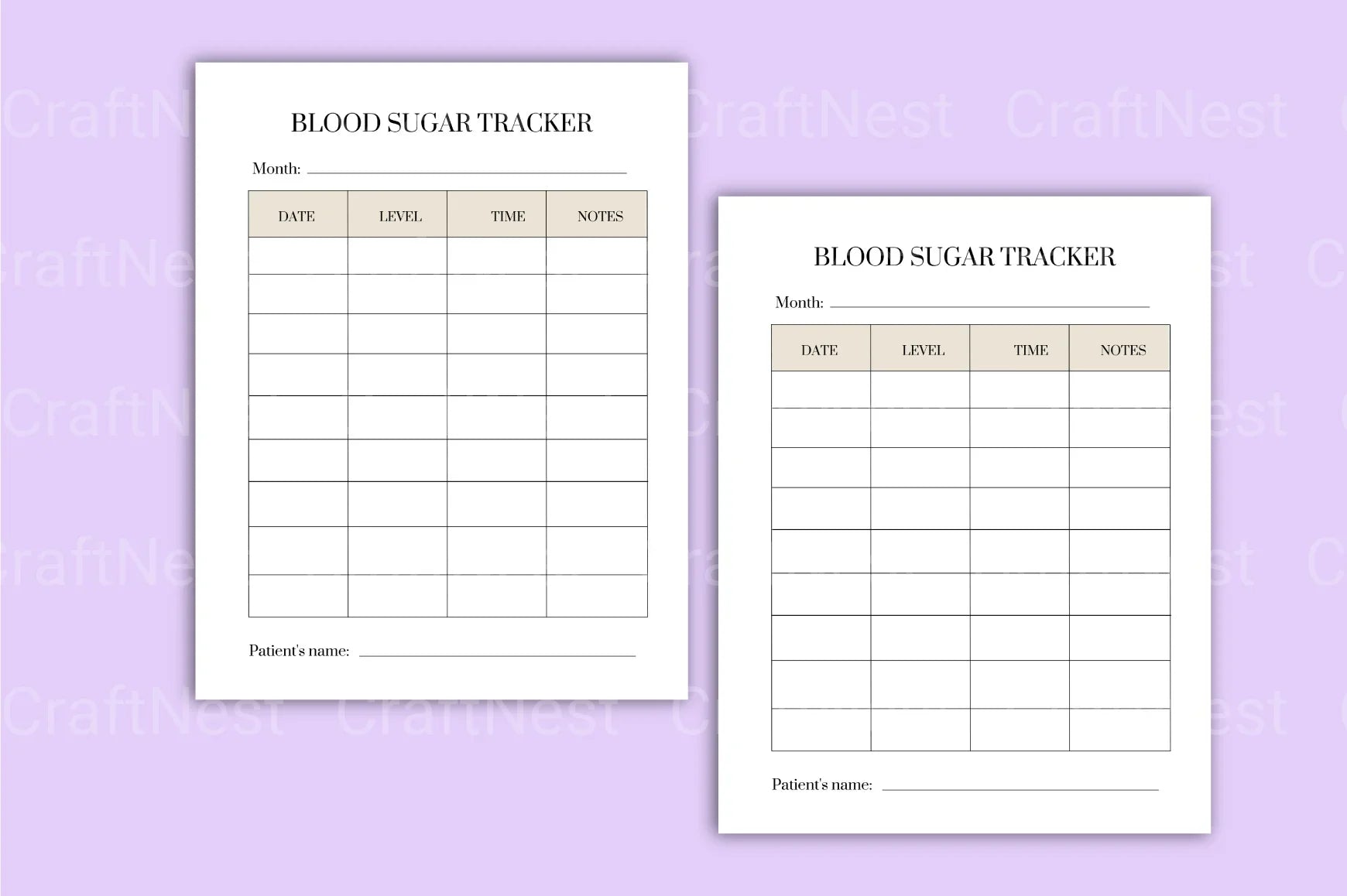 Blood Sugar Tracker Template Canva - CraftNest - Digital Crafting and Art
