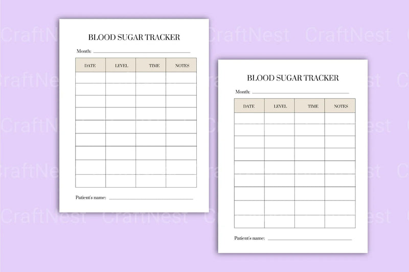 Blood Sugar Tracker Template Canva - CraftNest - Digital Crafting and Art