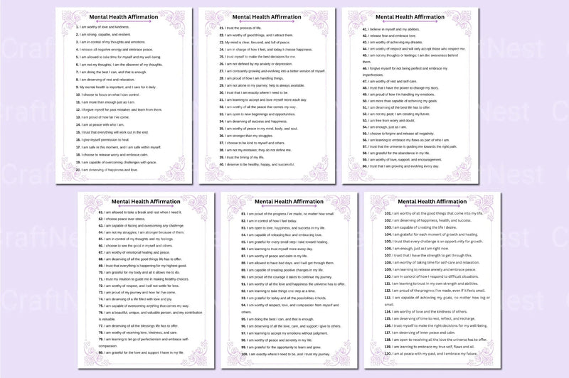 Mental Health Affirmation for Wellbeing - CraftNest - Digital Crafting and Art