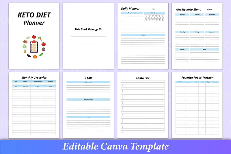 Keto Diet Planner Canva Interior - CraftNest - Digital Crafting and Art